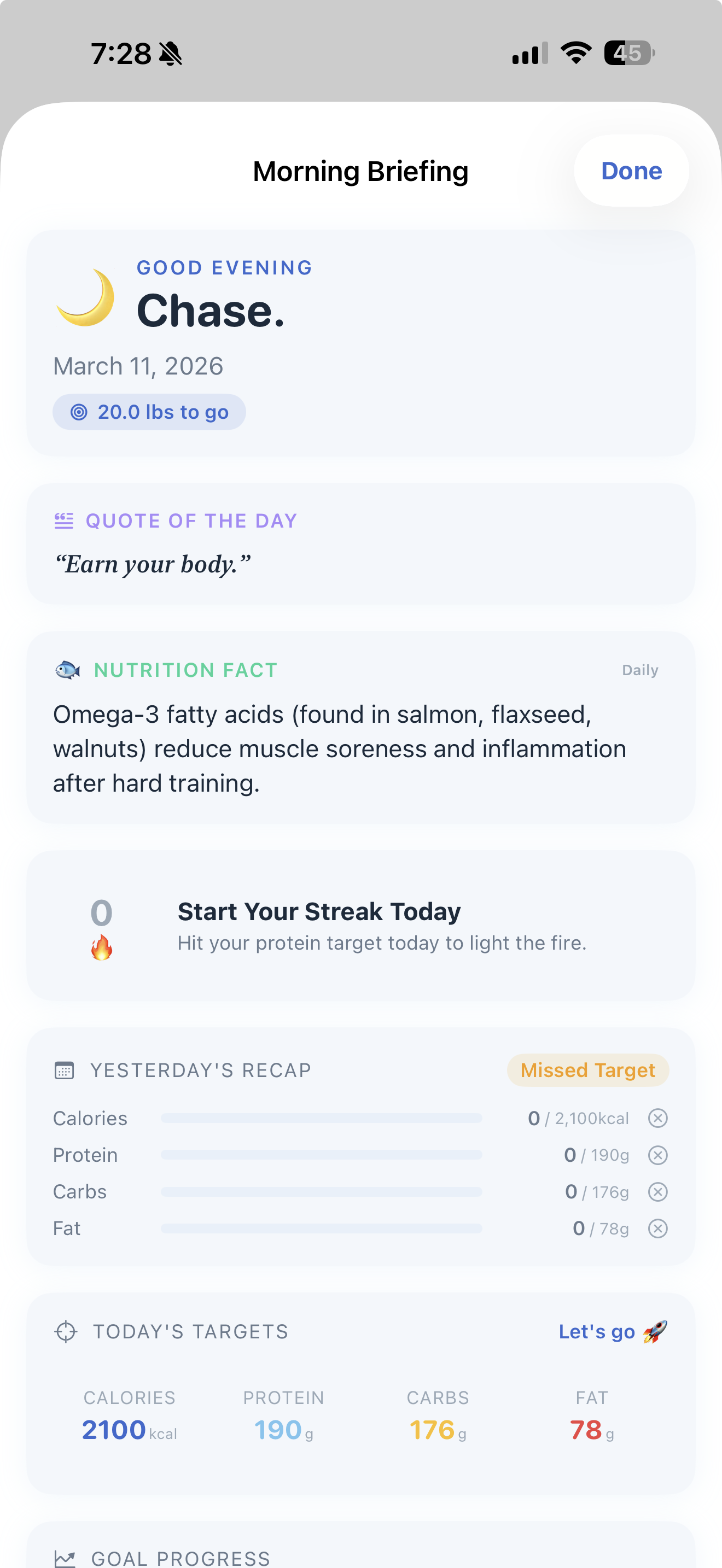 FYB AI-powered morning briefing with personalized daily insights